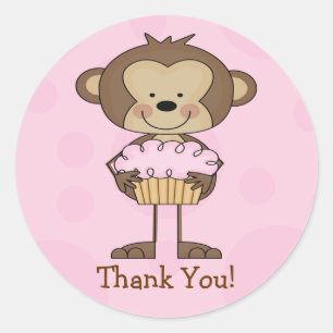 Sticker Merci de singe Cupcake