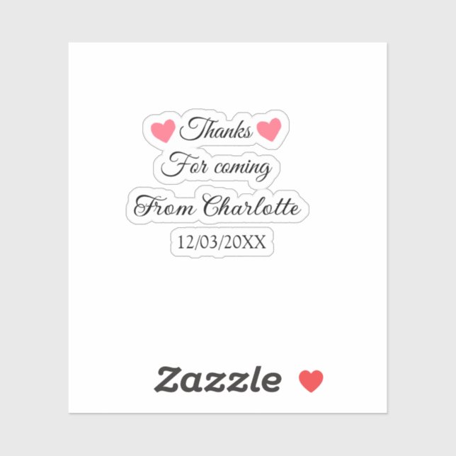 Sticker merci d'être venu message texte nom  (Feuille)