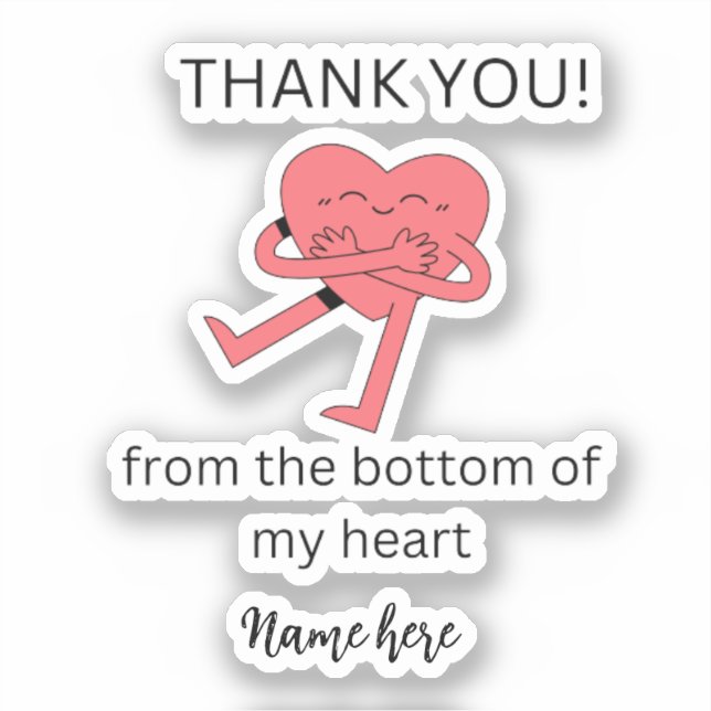 Sticker Merci Drôle Du Fond De Mon Coeur Cute S (Recto)