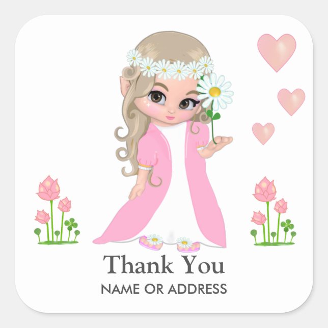 Sticker Merci Fairy & Flowers (Devant)