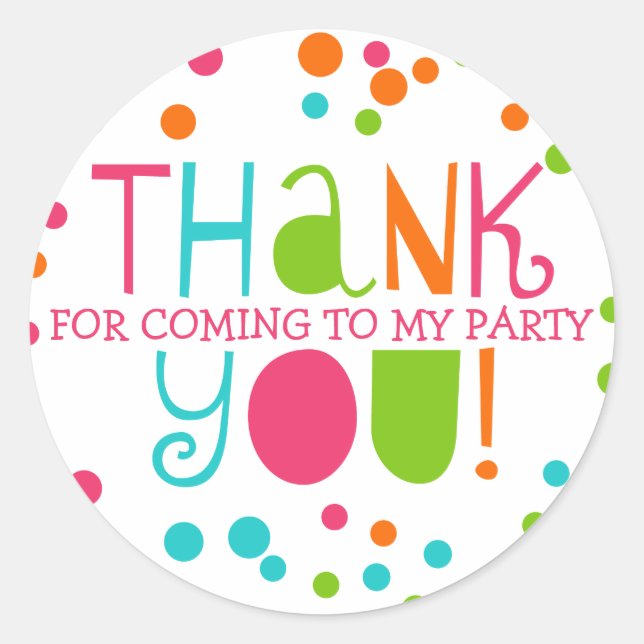 Sticker Merci Favor Polka Dot Party (Devant)