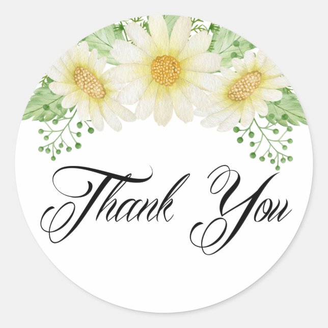 Sticker Merci Fête des mariées Fleurs marguerites (Devant)