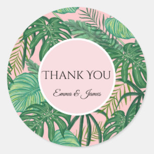 Sticker Merci Feuille Tropical Aquarelle