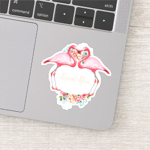 Sticker Merci Flamants roses roses Floral