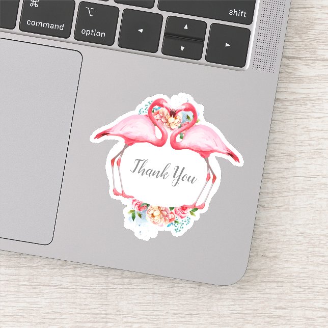 Sticker Merci Flamants roses roses Floral (Détail)