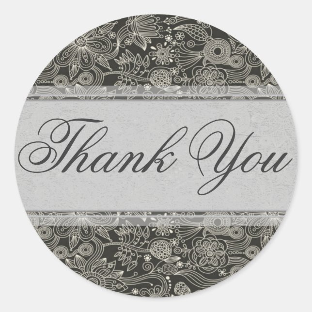 Sticker Merci Floral Argent/Sceau (Devant)