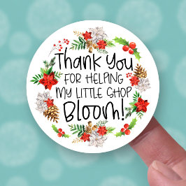 Sticker Merci Floral Noël Poinsettias Business