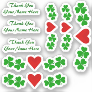 Sticker Merci frontière Shamrock irlandaise au coeur rouge