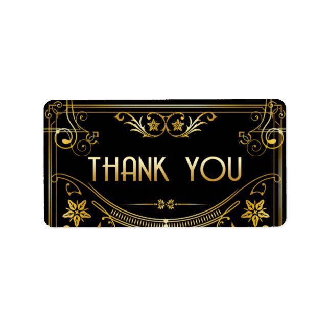Sticker Merci Gold & Black Gatsby Art Déco (Devant)