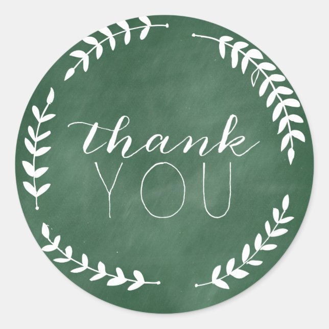 Sticker Merci Laurel Emerald Green Chalkboard (Devant)