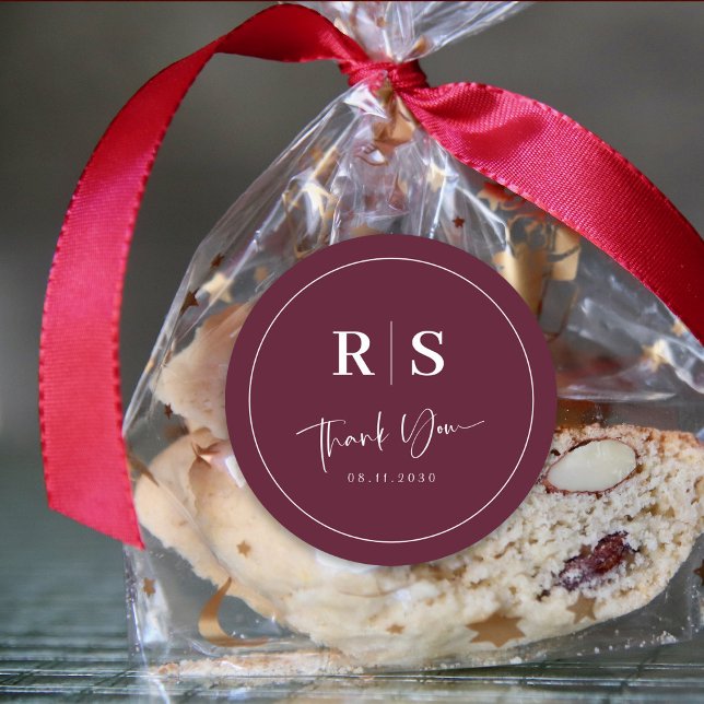 Sticker Merci mariage - Bourgogne Elegance (Wedding Thank You Sticker - Burgundy Elegance)