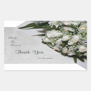Sticker Merci Mariage de bouquet de Roses blanches