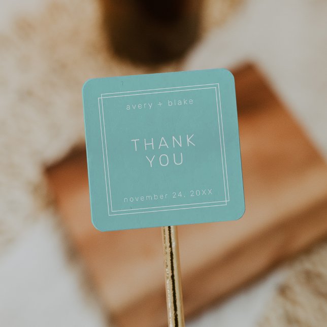Sticker Merci Mariage vert Mint AVERT (AVERY Modern Mint Green Wedding Thank You Sticker)