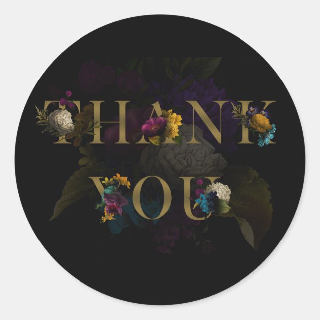 Sticker Merci Monogramme Moody Floral foncé (Devant)