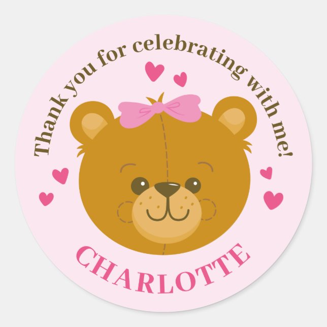 Sticker Merci Ours Teddy Personnalisé (Devant)