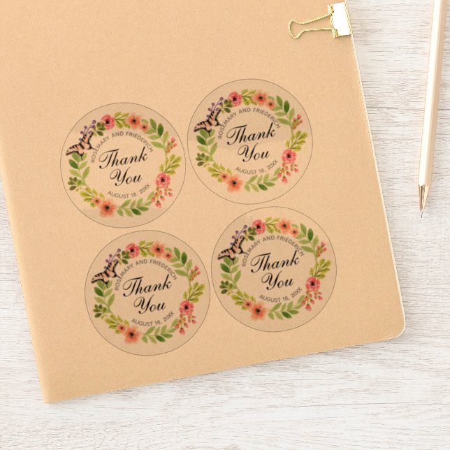 Sticker Merci Papillon Mariage de courroie ou douche Effac (Carnet)