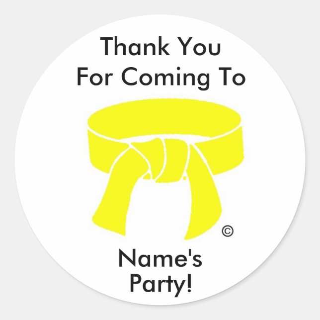 Sticker Merci Party Martial Arts jaune coutume (Devant)