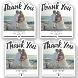 Sticker Merci Photo Mariage moderne Vinyl noir