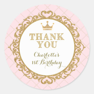Sticker Merci Princess Baby Anniversaire Faveurs