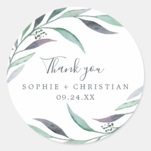 Sticker Merci Purple & Green Eucalyptus Favor