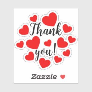 Sticker Merci Red Hearts