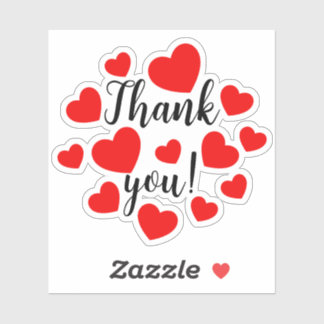 Sticker Merci Red Hearts