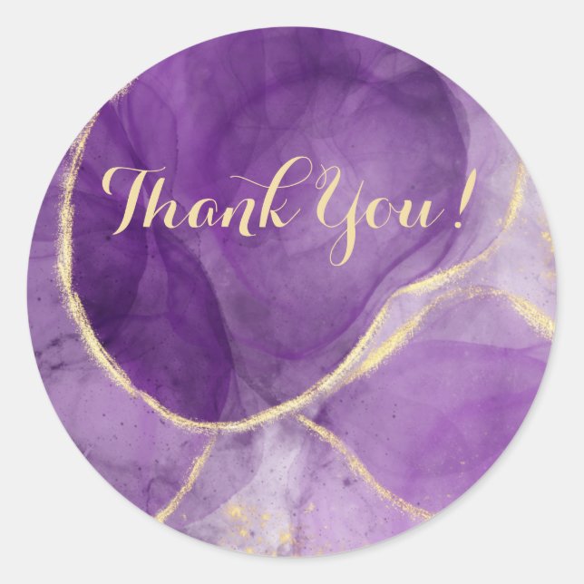 Sticker Merci rond en encre violette (Devant)