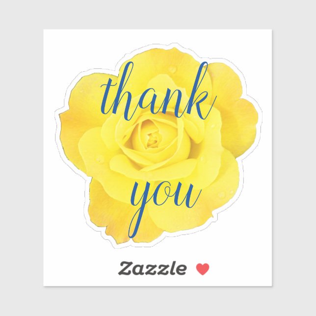 Sticker Merci rose jaune Floral Mariage Anniversaires (Feuille)