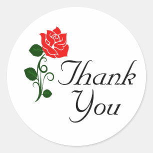 Sticker Merci Rose rouge