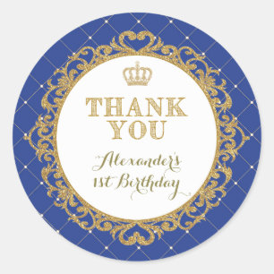 Sticker Merci Royal Prince Baby Anniversaire Favor