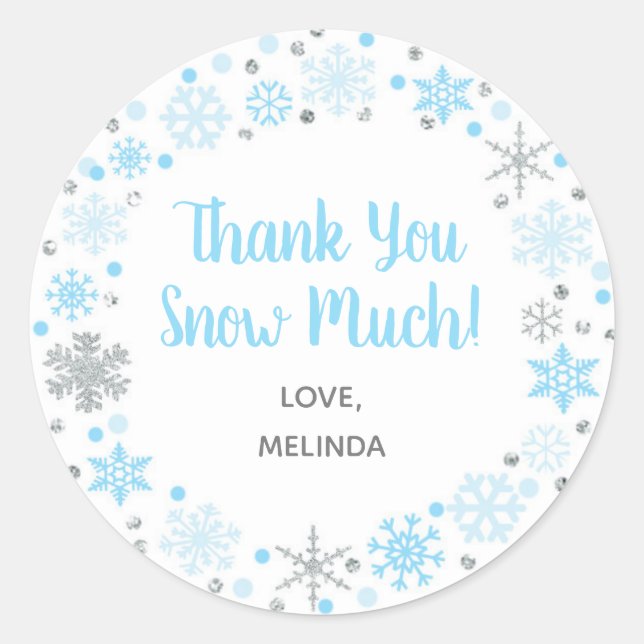 Sticker Merci Snow Très Favorisé Bleu & Argent (Devant)