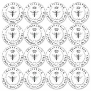 Sticker Merci transparent de la reine d'abeille pour l'aid