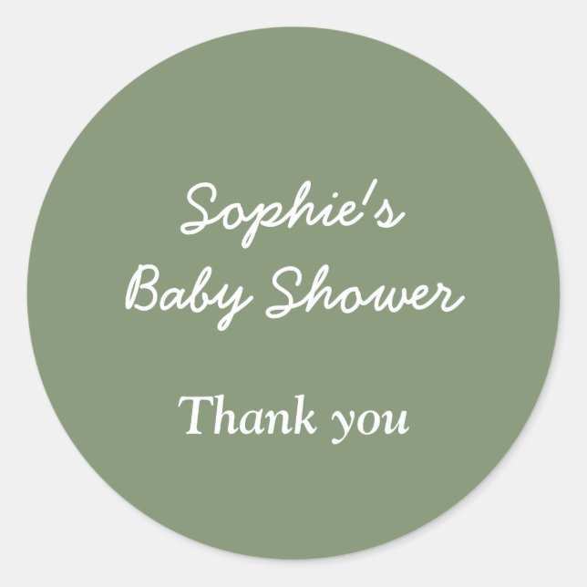 Sticker Merci vert baby shower (Devant)