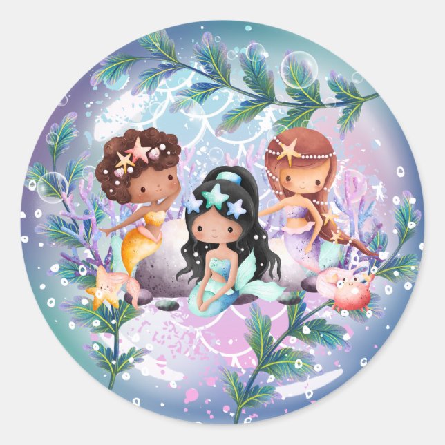 Sticker Mermaid Anniversaire Fête Présente Cadeau (Devant)