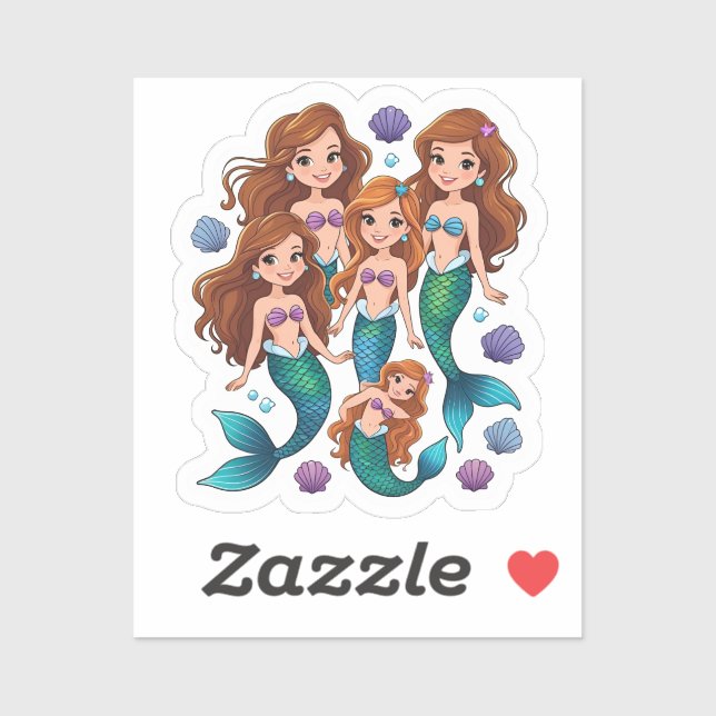 Sticker Mermaid Friends Personalized Fun set  (Feuille)