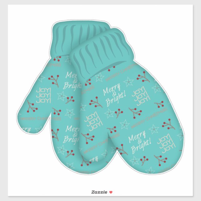 Sticker Merry & Bright Mittens | Noël | Vacances (Feuille)