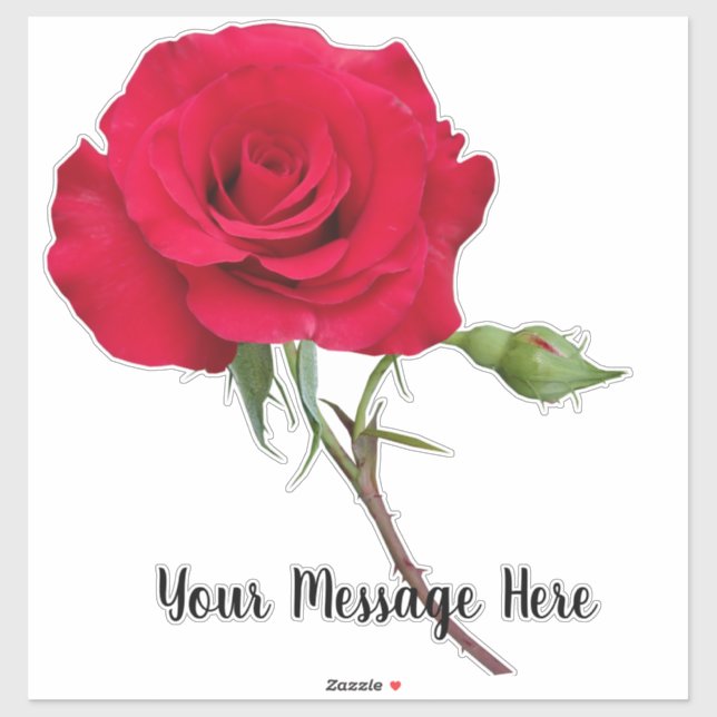 Sticker Message personnalisé Rose rouge (Feuille)