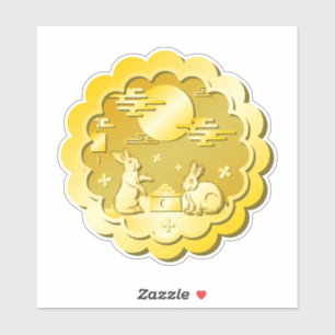 Sticker Mi-automne Festival Gold Mooncake Moon Rabbit