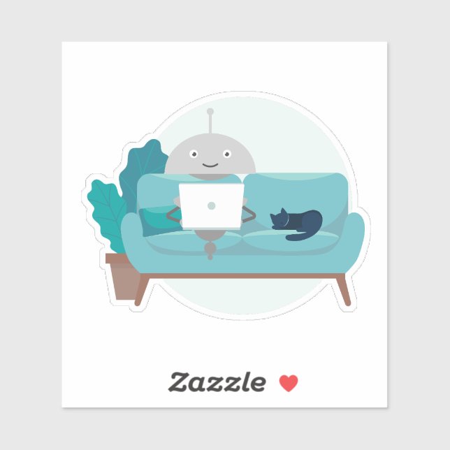 Sticker Mia avec chat (Feuille)