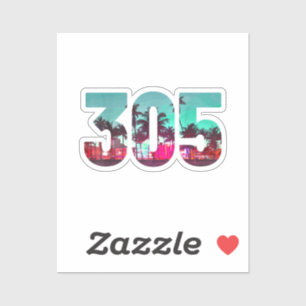 Sticker Miami 305 Zone Code Floride Palm Trees Vintage Pri