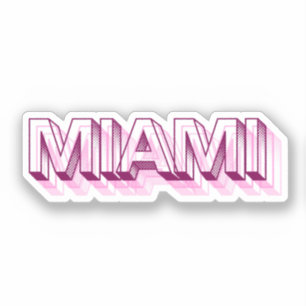 Sticker Miami Beach, Floride   Lettre de bulle rose