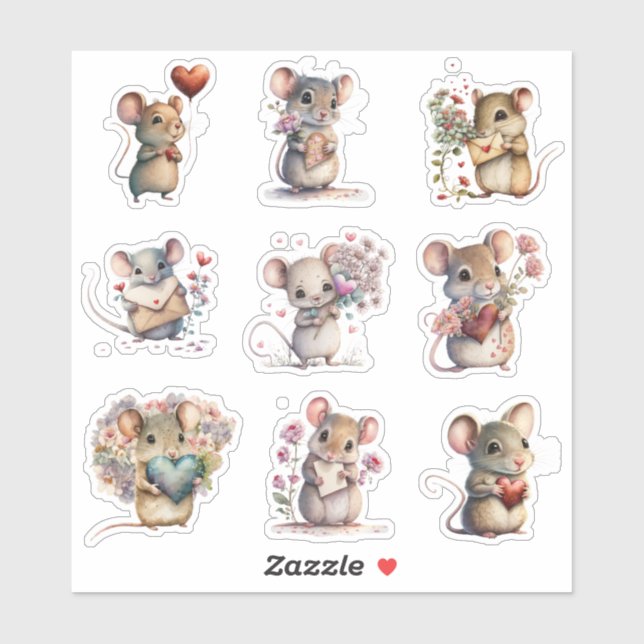 Sticker Mice adorable (Feuille)