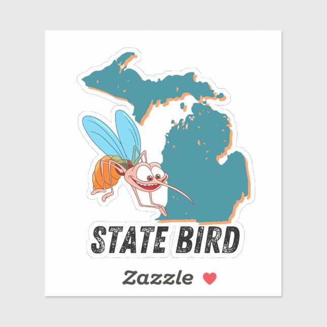 Sticker Michigan State Bird - Mosquito Funny Car Decal (Feuille)