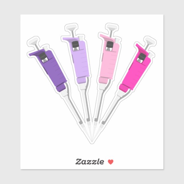 Sticker Micropipettes roses et violettes (Feuille)