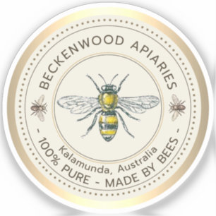 Sticker Miel Abeille Jaune Abeille Bordure Apiary Or