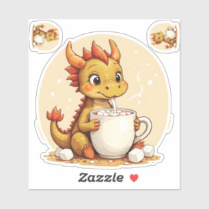 Sticker Mignon Bébé Dragon Chocolat Chaud Enfants Kawaii C