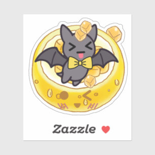 Sticker Mignon Chauve-souris Kawaii et Bol de Citron Glacé