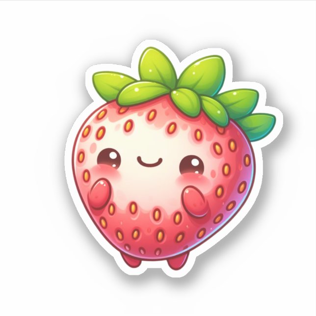Sticker mignon fruit de fraise kawaii (Devant)