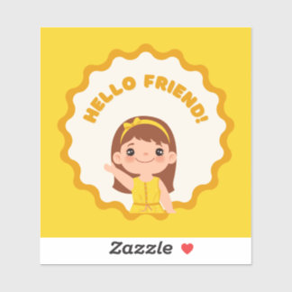 Sticker mignon Hello Friend - Smiling Kids Party F