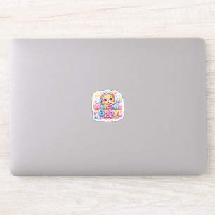 Sticker Mignon Kawaii Bienvenue Bébé Ours en Peluche Rose 